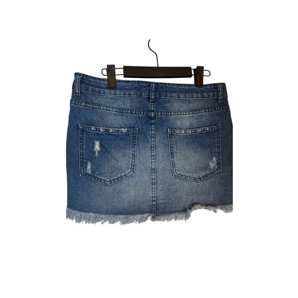 We The Free Size 10 Distressed Denim Mini Skirt With Frayed Hem - Picture 9 of 12